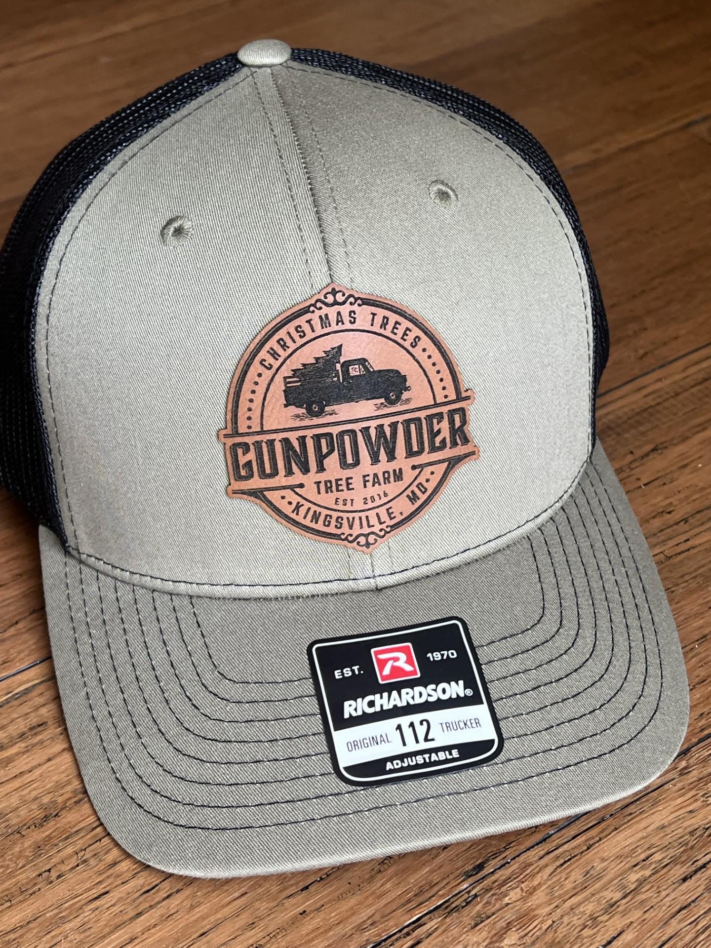 Custom Logo Leather Patch Hat | Personalized with Your Logo on a Hat | Custom Name Engraved into Patch of Your Choice Richardson 112
