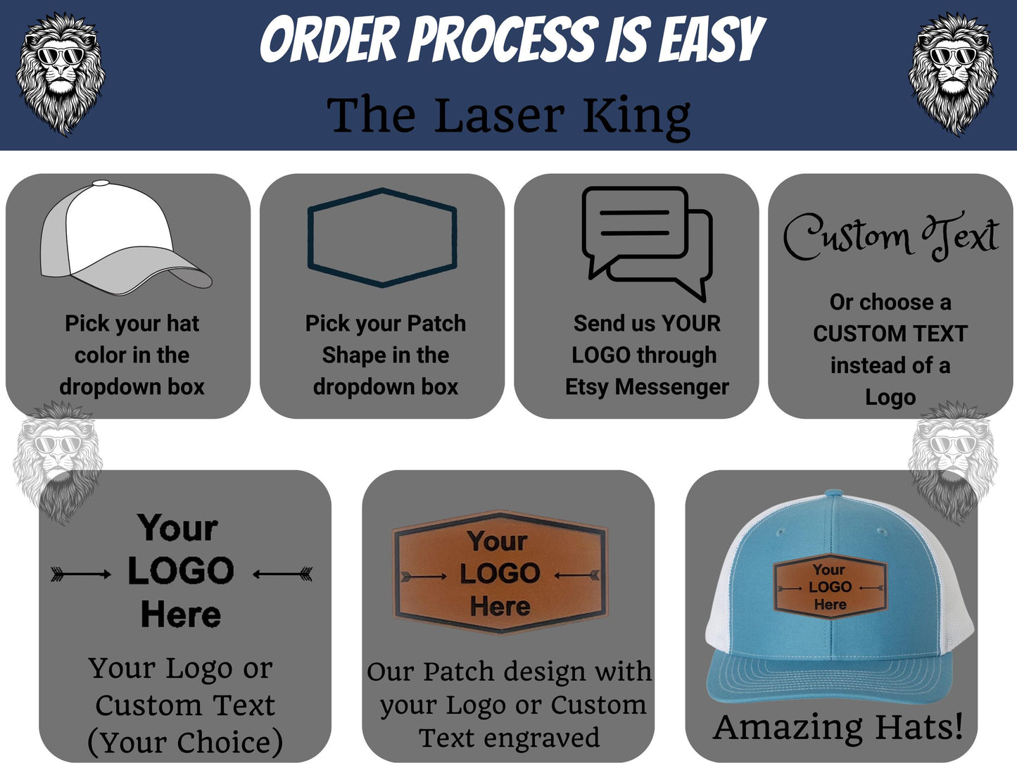 Custom Logo Trucker Hat | Personalized with Your Business Logo | Company Merch | Leather Patch Hat | Bulk Hats